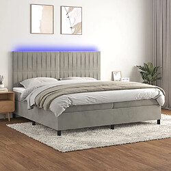 vidaXL Sommier à lattes de lit matelas et LED Gris clair 200x200 cm