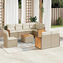 Maison Chic Salon de jardin avec coussins 9 pcs | Ensemble de Table et chaises | Mobilier d'Extérieur beige résine tressée -GKD80417