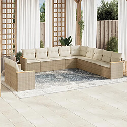 Maison Chic Salon de jardin 11 pcs avec coussins, Ensemble Tables et chaises d'extérieur beige résine tressée -GKD666228