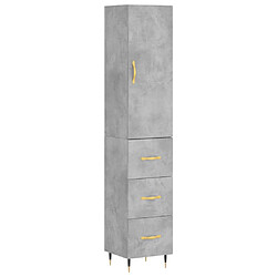 Maison Chic Buffet,Meuble de Rangement,commode pour salon,Cuisine Gris béton 34,5x34x180 cm Bois d'ingénierie -MN22503