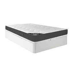 Vente-Unique Ensemble 160 x 200 cm sommier coffre blanc + matelas mémoire de forme ép.28cm - GIZEUX de YSMÉE 