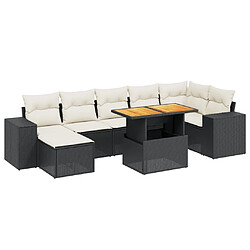 Maison Chic Ensemble Tables et chaises d'extérieur 8 pcs avec coussins,Salon de jardin noir résine tressée -GKD961571