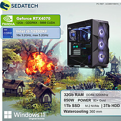 Sedatech PC Gamer Pro • Intel i9-12900KF • RTX4070 • 32 Go RAM • 1To SSD M.2 • 3To HDD • Windows 11