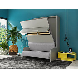 Inside 75 Armoire lit escamotable SOFA AUTOMATICA 160 cm gris canapé gris MECANIQUE SEDAC MERAL pas cher