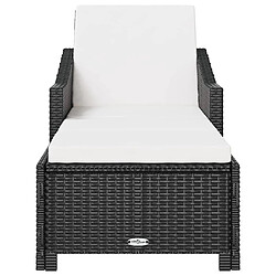 Avis Maison Chic Chaise longue avec coussin - Transat blanc crème Résine tressée Noir