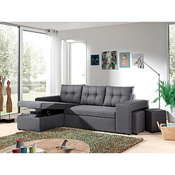 Bestmobilier California - Canapé d'angle réversible et convertible avec coffre de rangement - Gris