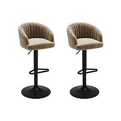 Vente-Unique Lot de 2 tabourets de bar en velours et métal - Beige - DORALIZ