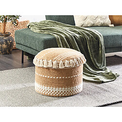 Beliani Pouf tissé en jute beige d 50 cm SARSAR