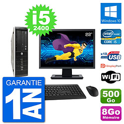 PC HP Compaq Pro 6300 SFF Ecran 22" i5-2400 RAM 8Go Disque 500Go Windows 10 Wifi - Occasion