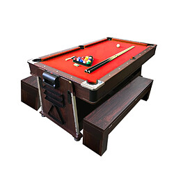 Simba TABLE DE BILLARD MATTEW ROUGE 7FT + HOCKEY DE TABLE + TABLE DE TENNIS + PLAN COVERTOUR + BANCS