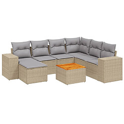 vidaXL Salon de jardin avec coussins 8 pcs beige résine tressée