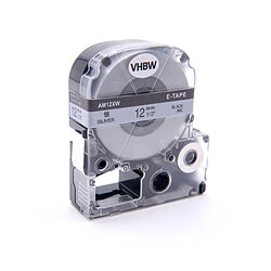 vhbw cassette à bande cartouche 12mm noir sur argent pour imprimante d´étiquette Epson LabelWorks LW-1000P, LW-600P remplace LC-4SBE, SM12X, SM12XC. 