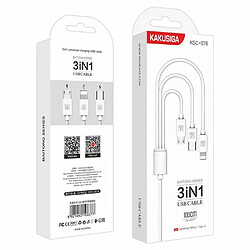 Acheter iKaku KSC-078 Câble de chargement 3en1 Type-C / Lightning / Micro USB 1m Blanc