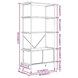 vidaXL Étagère à 5 niveaux armoire 80x40x163cm Acier bois d'ingénierie pas cher