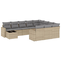 Maison Chic Salon de jardin 11 pcs avec coussins | Ensemble de Table et chaises | Mobilier d'Extérieur beige résine tressée -GKD61053