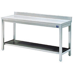 Mastro Table Inox de Travail avec Étagère et Dosseret - Gamme 600 - Virtus 