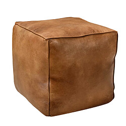 Rendez Vous Deco Pouf en cuir Arrah marron 40 cm