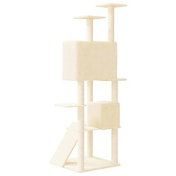 Arbre à chat avec griffoirs,niche pour chat en sisal Crème 153 cm -MN19634 pas cher