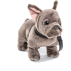 Uni-Toys peluche Bouledogue français avec Laisse de 26 cm gris 