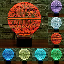 Wewoo Lampe 3D Death Star Style 7 Couleur Décoloration Creative Visual Stéréo 3D Tactile Commutateur LED Lumière Bureau de Nuit