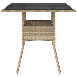 Acheter vidaXL Table de jardin dessus en verre beige 80x80x75cm résine tressée