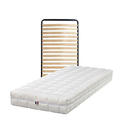 King Of Dreams Matelas 90x190 + Sommier + pieds + Protège Matelas Mousse Poli Lattex Indéformable Déhoussable Housse Lavable Hauteur 19 cm S 