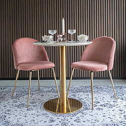 Mes Lot de 2 chaises repas en velours rose et laiton - AHMAS