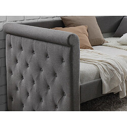 Acheter Vente-Unique Lit banquette gigogne capitonné LOUISE - 2x90x190cm - tissu gris