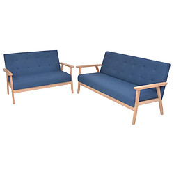 vidaXL Ensemble de canapé 2 pcs Tissu bleu 