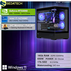 Sedatech Pack PC Gamer V360 • Intel i7-14700KF • RTX4060 • 16Go DDR5 • 1To SSD M.2 • Windows 11 • Moniteur 24''