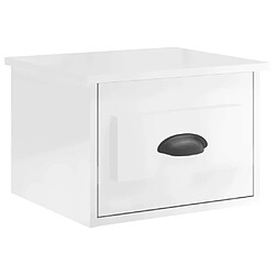 Maison Chic Table de chevet murale - Table de Nuit blanc brillant 41,5x36x28 cm