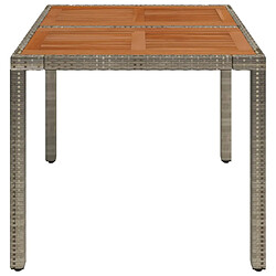 Avis vidaXL Table de jardin dessus en bois Gris 90x90x75 cm Résine tressée