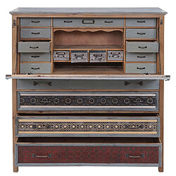 Avis Mendler Scriban HWC-A43, commode, armoire, bois massif de sapin, vintage patchwork 113x99x36cm