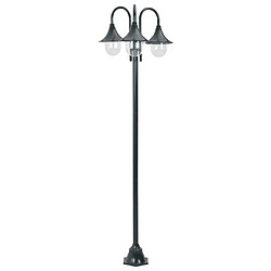 vidaXL Lampadaire de jardin E27 220cm Aluminium 3 lanternes Vert foncé