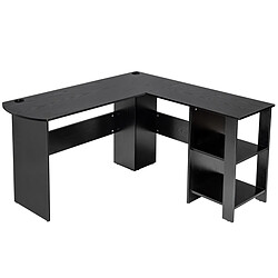 Helloshop26 Bureau d'angle avec étagères de rangement 130 x 130 x 72,5 cm (l x l x h ) en forme de l noir 20_0004815 