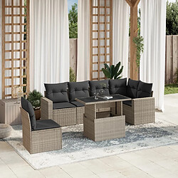 vidaXL Salon de jardin avec coussins 7 pcs gris clair résine tressée 