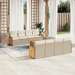 vidaXL Salon de jardin avec coussins 9 pcs beige résine tressée 