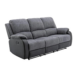 Avis Vente-Unique Canapé 3 places relax en microfibre et simili gris et noir BRODY