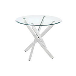 Vente-Unique Table à manger ronde 2 personnes en verre trempé et métal chromé - COSIMA