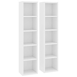 vidaXL Armoires à CD 2 pcs Blanc 21x16x93,5 cm Bois d'ingénierie