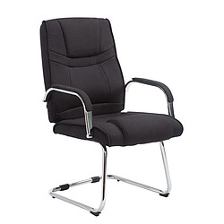 Decoshop26 Fauteuil de bureau sans roulettes accoudoirs chaise visiteur charge maximale 180 kg en tissu noir cadre en métal 10_0003250