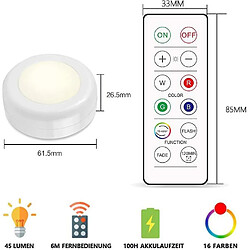 Avis Universal Lot de 6 armoires éclairage LED veilleuse avec télécommande escalier lampes armoire armoire batterie armoire armoire cuisine chambre couloir (16 couleurs), (blanc)