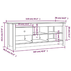 vidaXL Armoire à chaussures Noir 110x38x45,5 cm Bois de pin massif pas cher