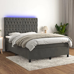 vidaXL Sommier à lattes de lit matelas et LED Gris foncé 140x190 cm 