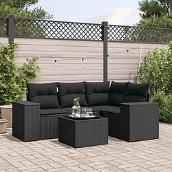 vidaXL Salon de jardin 5 pcs avec coussins noir résine tressée 