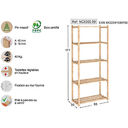 Avis Etagère 5 tablettes à lattes 171x65x30cm - nc-5-30 - ASTIGARRAGA