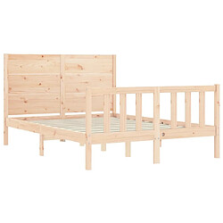 Maison Chic Cadre/structure de lit avec tête de lit pour adulte - Lit Moderne Chambre 140x190 cm bois massif -MN69594 pas cher