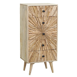 Aubry Gaspard Commode en manguier sculpté SUNRISE 5 tiroirs.