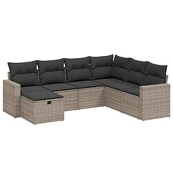 vidaXL Salon de jardin avec coussins 7 pcs gris résine tressée