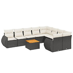 Maison Chic Salon de jardin 10 pcs avec coussins, Ensemble Tables et chaises d'extérieur noir résine tressée -GKD891246